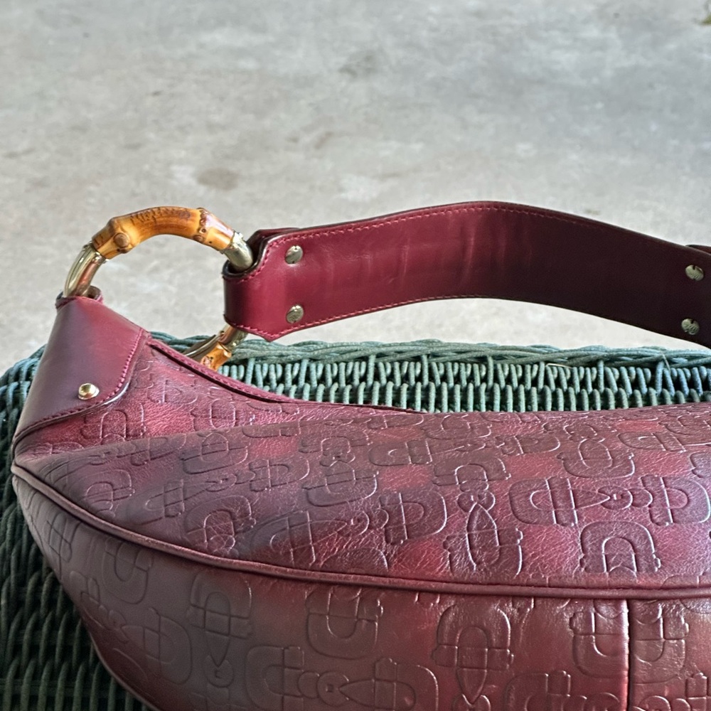 ❤️‍🔥🚫SOLD🚫AUTHENTICATED Bordeaux Gucci horse bit bamboo hobo bag❤️‍🔥 - Picture 6 of 13